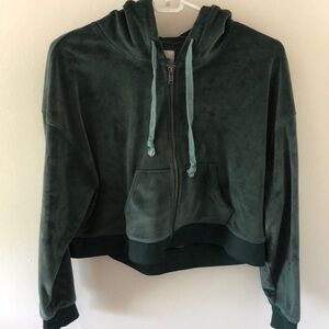 American eagle velvet green cropped zip up
